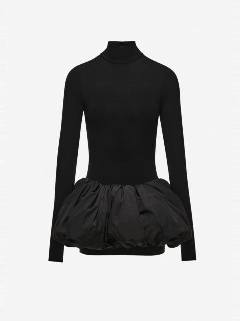 MAGDA BUTRYM Bubble skirt turtleneck mini dress in black