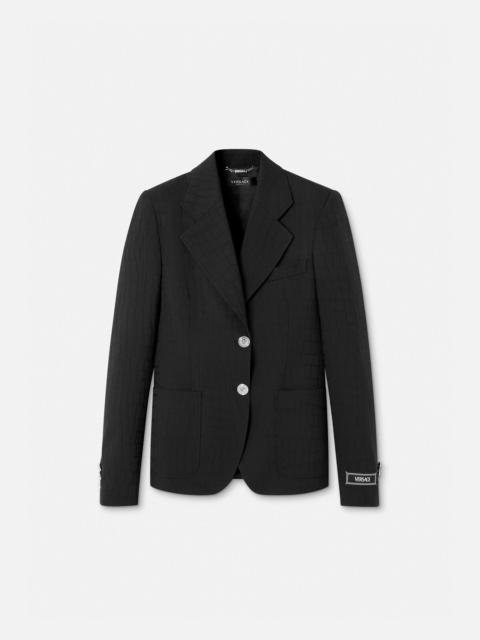 Croc-Jacquard Single-Breasted Blazer