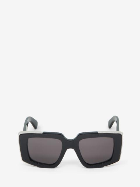 Alexander McQueen Women's The Grip Geometrical Sunglasses in Black/smoke