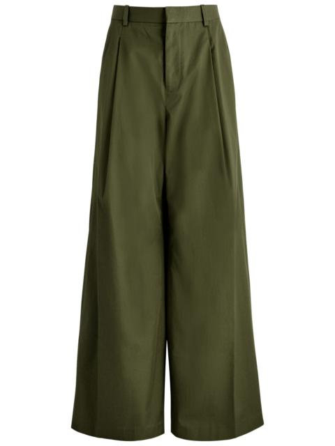 Wide-leg cotton trousers