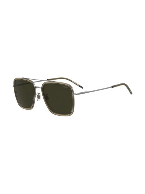 HUGO BROWN ACETATE SUNGLASSES WITH METAL TRIMS