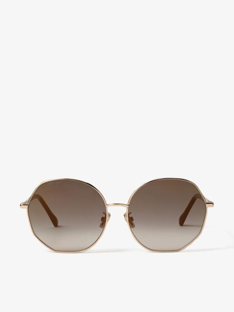 JIMMY CHOO Devan
Rose Gold Aviator Sunglasses with Silver Glitter