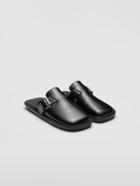 Prada Brushed leather mules