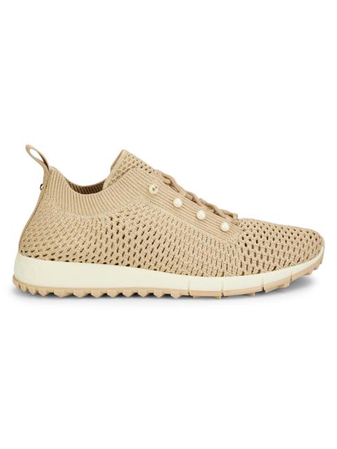 JIMMY CHOO Women's Veles Crochet Knit Pearl Embellished Low-Top Sneakers - Light Soft Gold