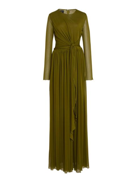 GIAMBATTISTA VALLI Tie-Detailed Jersey Maxi Dress khaki