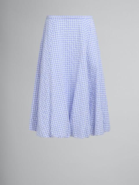 Marni WHITE AND LIGHT BLUE CHECKED SEERSUCKER SKIRT