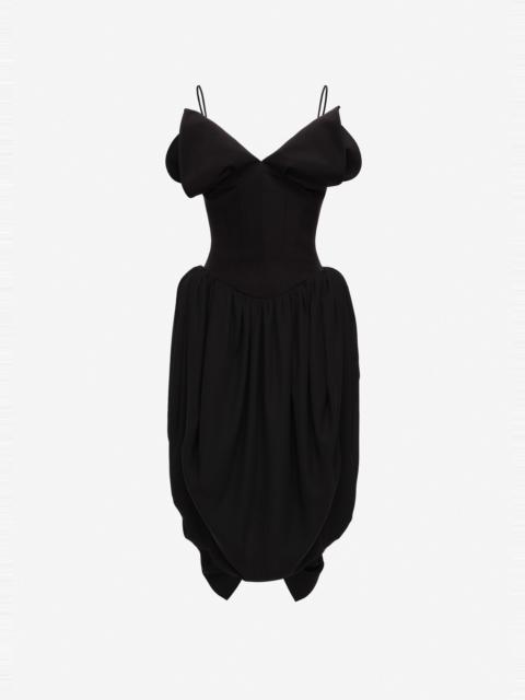 MAGDA BUTRYM V-neck corset midi dress in black
