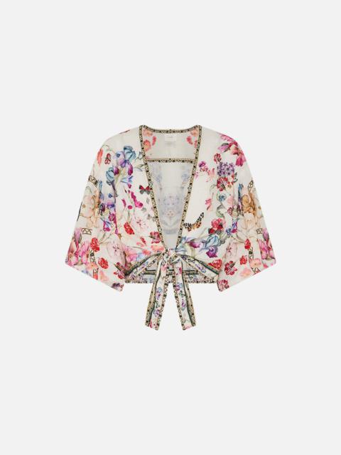 CAMILLA TIE FRONT PUFF SLEEVE TOP