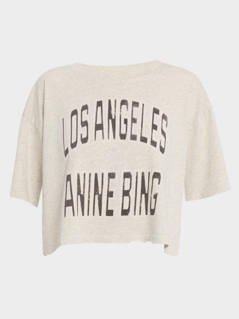 ANINE BING Johnny Logo-Print Cropped T-Shirt