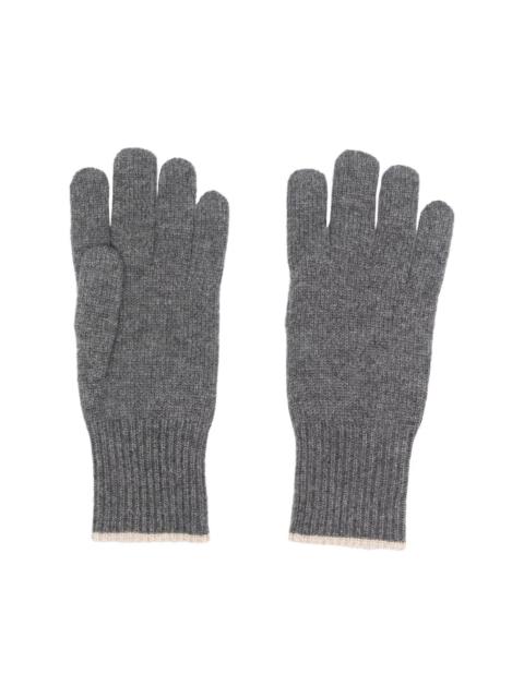 ribbed-knit cashmere gloves
