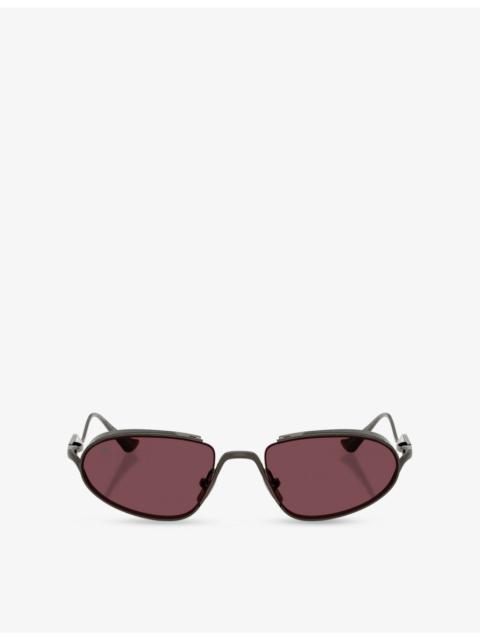 Ferrari FH1022T Oval-Frame Metal Sunglasses