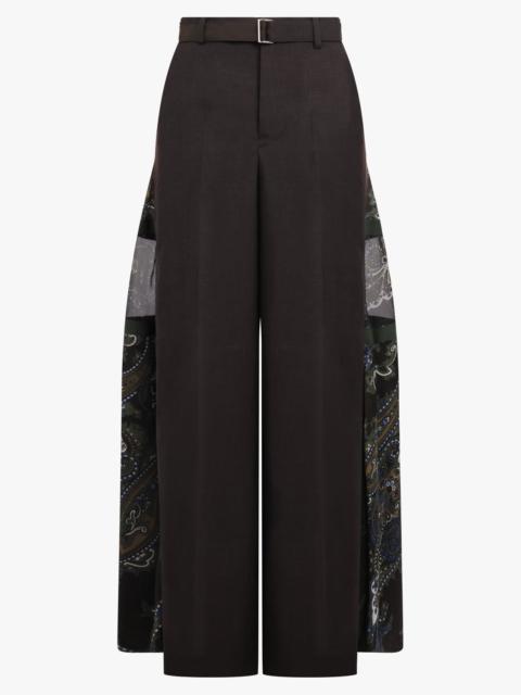 sacai SUITING X PAISLEY PRINT WIDE LEG PANT | BROWN/MULTI