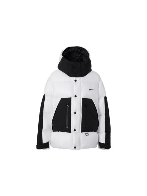 Burberry Burberry Logo Print Nylon Oversized Hooded Puffer Jacket Optic White/Black