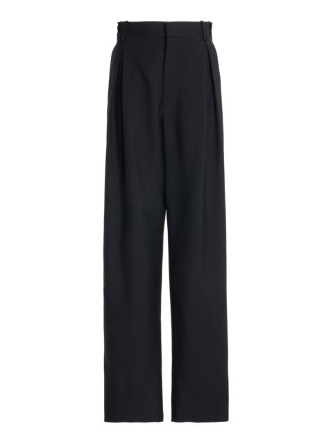 Bottega Veneta Pleated Cotton Wide-Leg Pants black