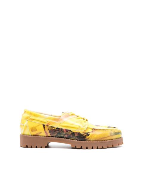 KidSuper graphic-print leather boat shoes