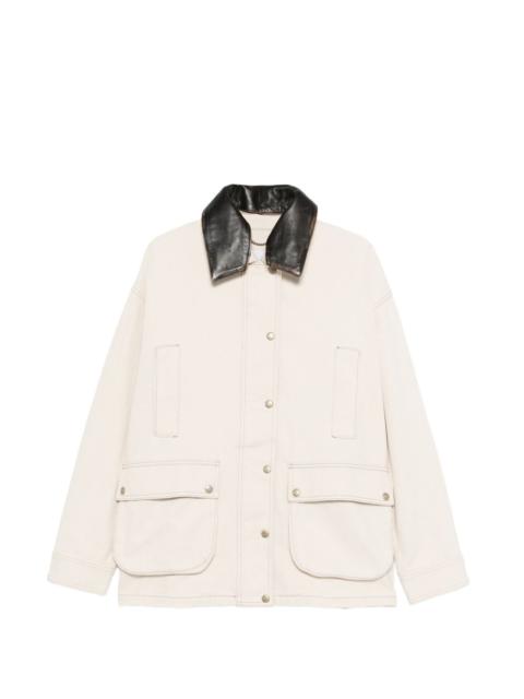 HALFBOY®️ leather-collar denim jacket
