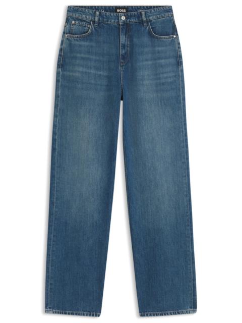 BOSS BOYFRIEND-FIT JEANS IN INDIGO COTTON BLEND