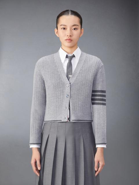 Thom Browne Merino Wool 4-Bar Cropped Cardigan