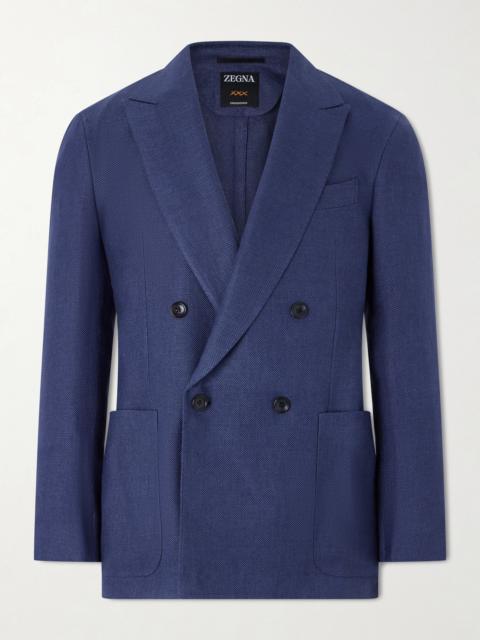 ZEGNA Double-Breasted Linen, Wool and Silk-Blend Blazer