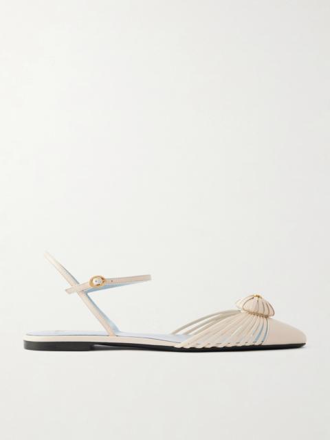 Valentino Royal Vlogo Appliquéd Leather Slingback Flats