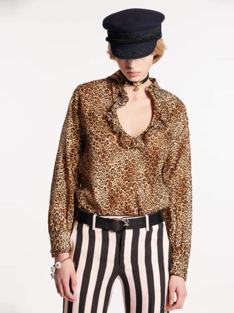 ANIMAL PRINT LONG SLEEVE FLUID TOP