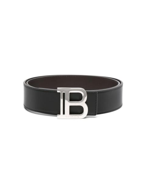 Balmain logo-plaque leather belt