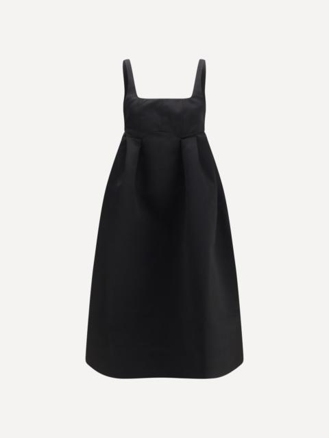 GANNI Duchesse satin midi Dress with corset
