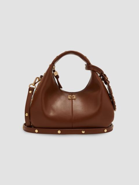 GANNI Women's Mini Studded Logo Hobo Bag - Sorrel Horse