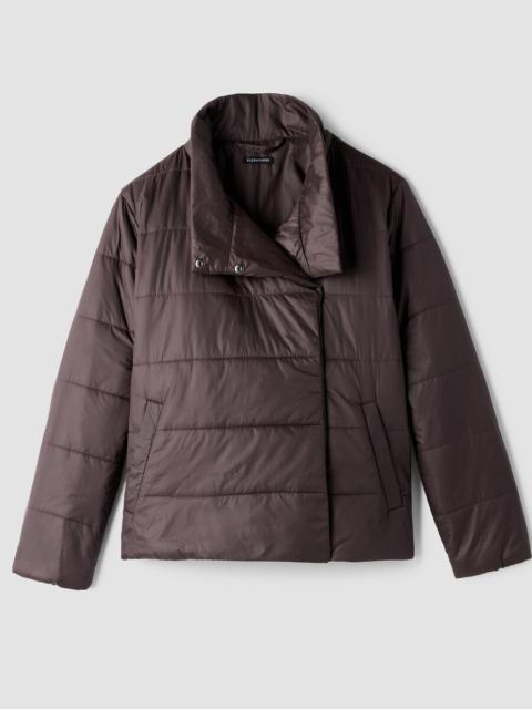 EILEEN FISHER Eggshell Recycled Nylon Stand Collar Quilted Coat