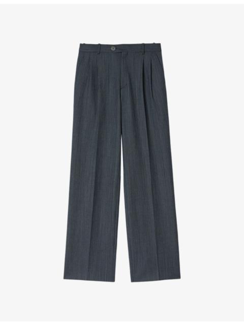 Sandro Striped Straight-Leg Mid-Rise Stretch-Woven Trousers