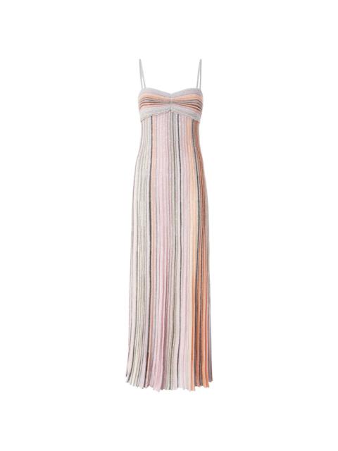 pleated lamé-effect dress