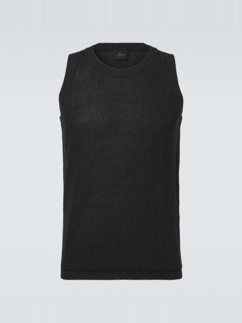 Brioni Ribbed-knit cotton, linen, and silk tank top