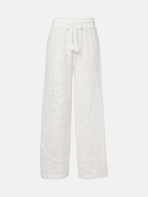 FARM RIO Nina embroidered cotton pants