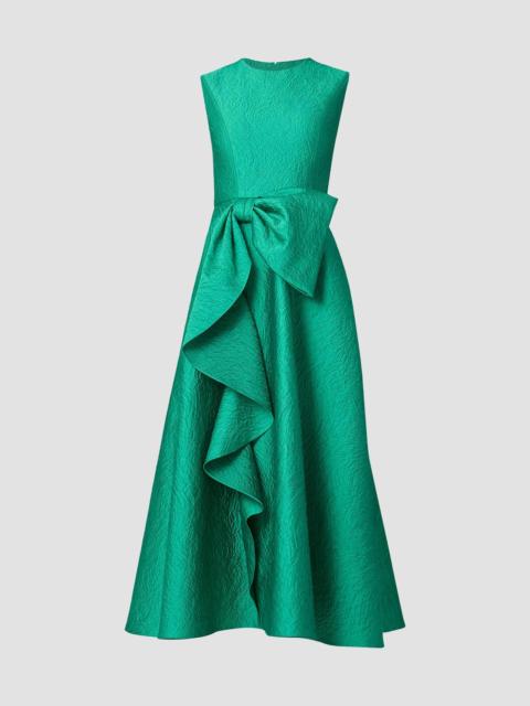Shoshanna Women's Laura Bow-Appliqué Ruffled Jacquard Gown - Emerald