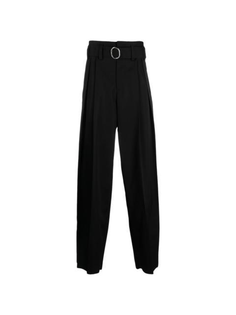 pleated belted wide-leg trousers