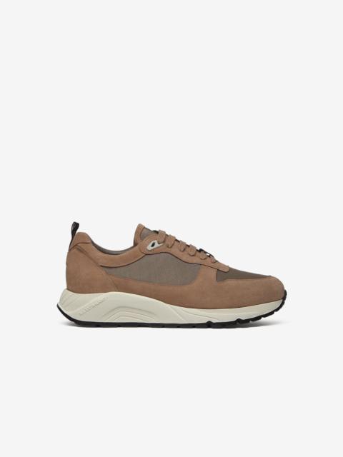 CORNELIANI Taupe nylon and suede running shoes