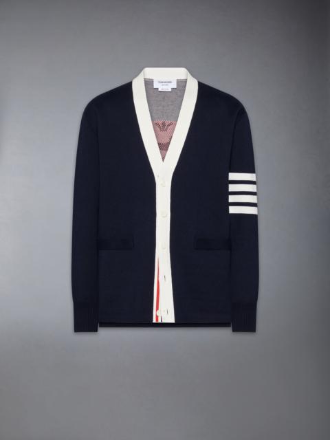 Thom Browne CREST INTARSIA JACQUARD 4-BAR RUGBY FIT CARDIGAN