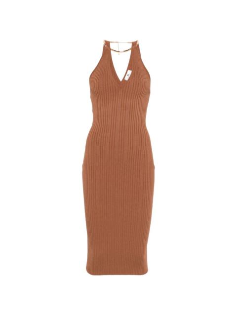 ELISABETTA FRANCHI V-neck ribbed dress
