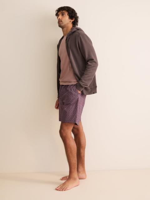Derek Rose Ledbury Cotton Batiste Lounge Shorts Night Navy & Wine Geo