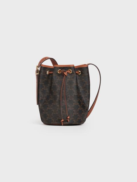 CELINE Small Drawstring bag in Triomphe Canvas and calfskin