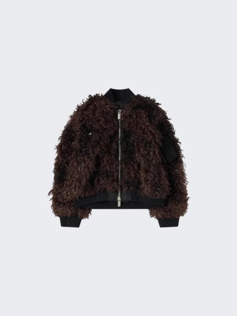 sacai Curly Faux Fur Bomber Jacket Brown