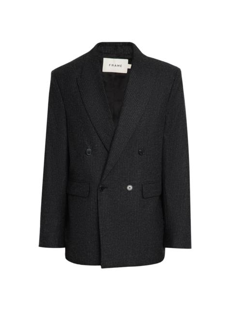 FRAME Men's Pinstripe Wool-Blend Double-Breasted Blazer - Dark Grey