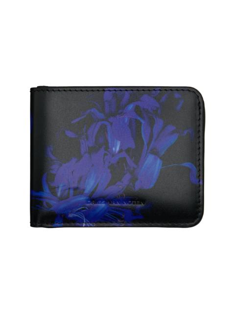 Dries Van Noten Black & Navy Floral Wallet