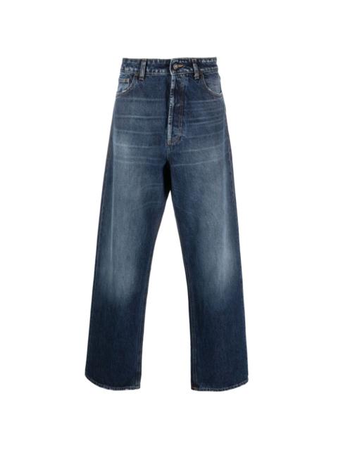 vintage-wash wide-leg jeans