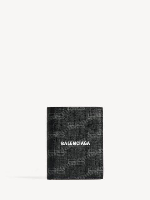 BALENCIAGA 남자의 서명 수직 Bifold 지갑 Bb Monogram는 까만/회색에 있는 화포를 입혔습니다