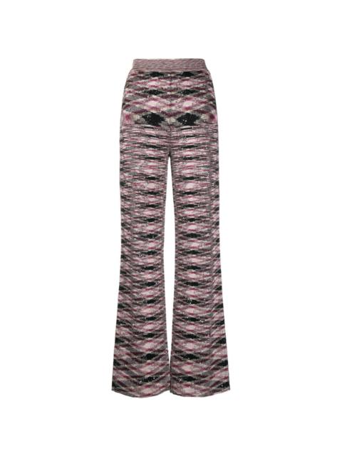 patterned intarsia-knit flared trousers