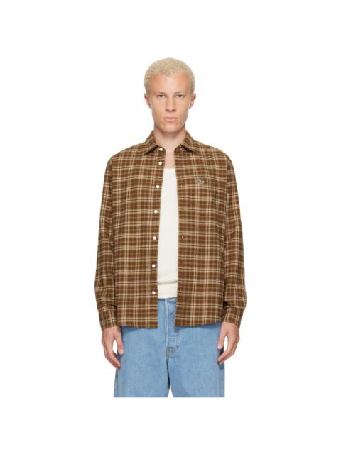 LACOSTE Brown Regular Fit Plaid Flannel Shirt