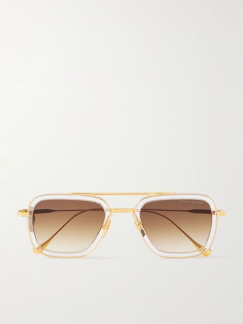 DITA Flight.006 Double-Bridge Aviator-Style Gold-Tone Metal and Acetate Sunglasses Clear
