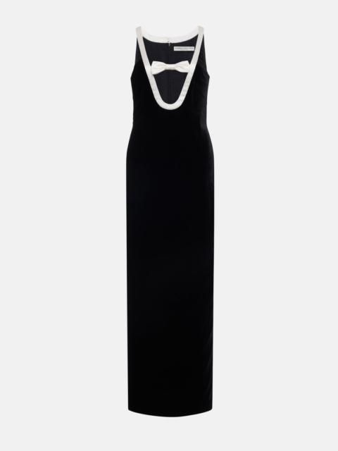 Alessandra Rich VELVET EVENING DRESS WITH CONTRASTING DUCHESSE BOW