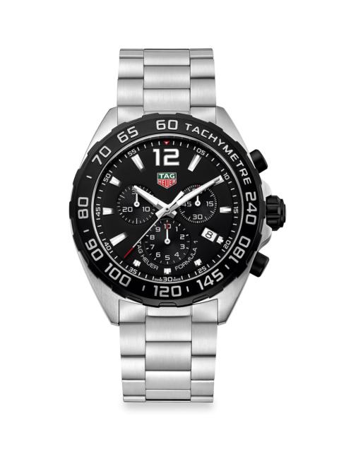 TAG Heuer Men's Formula 1 43MM Stainless Steel Quartz Chronograph Bracelet Watch - Black